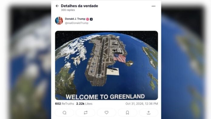 Trump posta imagem com Groenlândia como um porta-aviões dos EUA