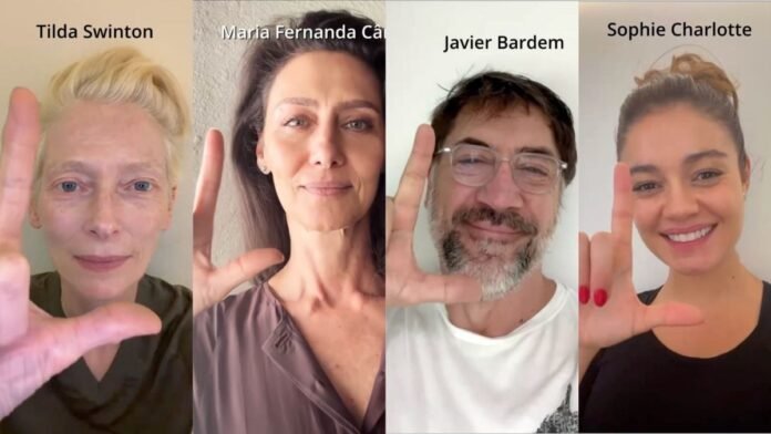 Estrelas de Hollywood fazem o L e pedem voto em Lula