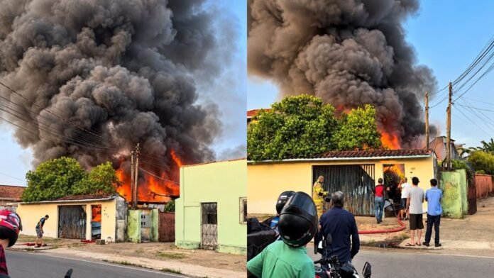 VÍDEO: Incêndio de grande proporção destrói residência em Ji-Paraná, RO