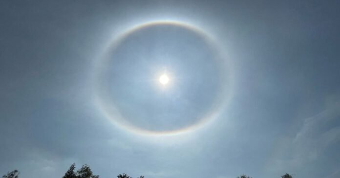 Turista registra ‘círculo solar’ raro em cachoeira no interior paulista