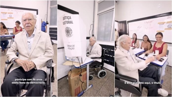 Aos 96 anos, Sarney vota e diz acreditar no valor da democracia